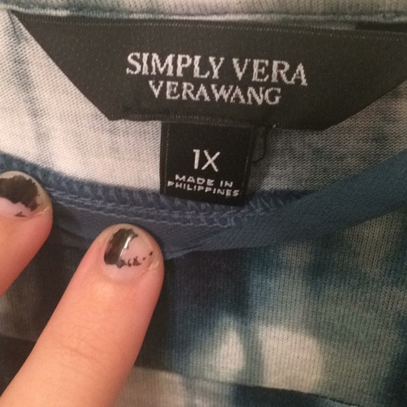 Simply Vera Wang Blue/Green/White Flared Tank 1X - Picture 2 of 4